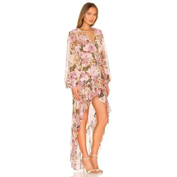 Bronx and Banco Rosa Wrap silk blend Dress in Rose & Multicolor XL(US10) - Picture 2 of 10